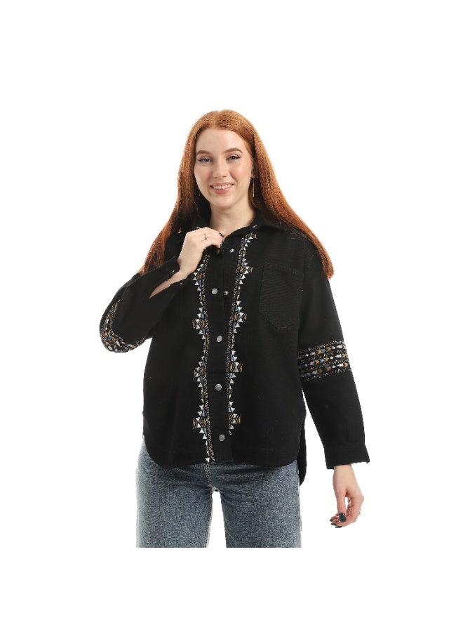 Coctail Gabardine Jacket-3601-BLACK - Image 1