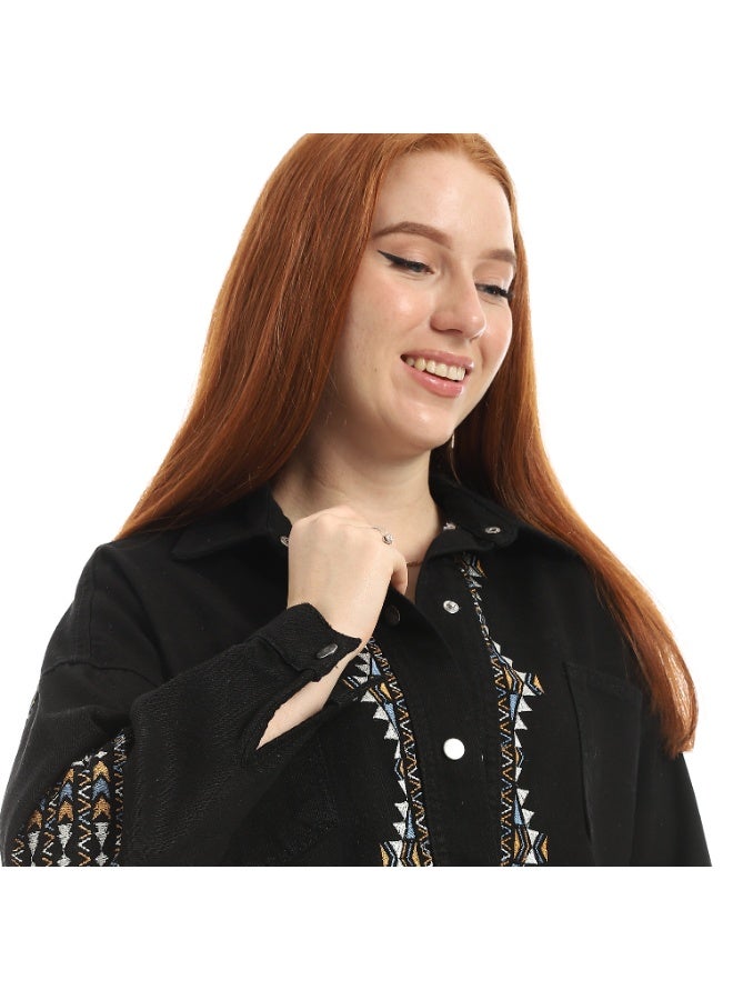 Coctail Gabardine Jacket-3601-BLACK - Image 4