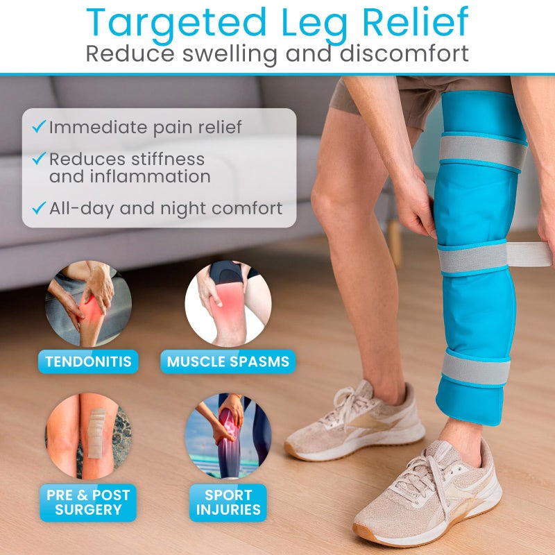 Arctic Flex Full Leg Ice Pack Wrap (Hot & Cold Therapy) - Large, Reusable Gel Ice Pack for Injuries & Swelling - ICY Sleeve for Leg Pain Relief - Cold/Hot Wrap for Thigh, HIPS, Knee, Shins & Back - Image 5