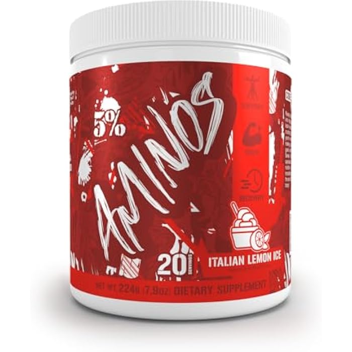 5% Nutrition Code Red Aminos BCAA & EAA Post Workout Recovery Powder | Full Spectrum Essential Amino Acid Complex for Men & Women (Italian Lemon Ice) - Image 1