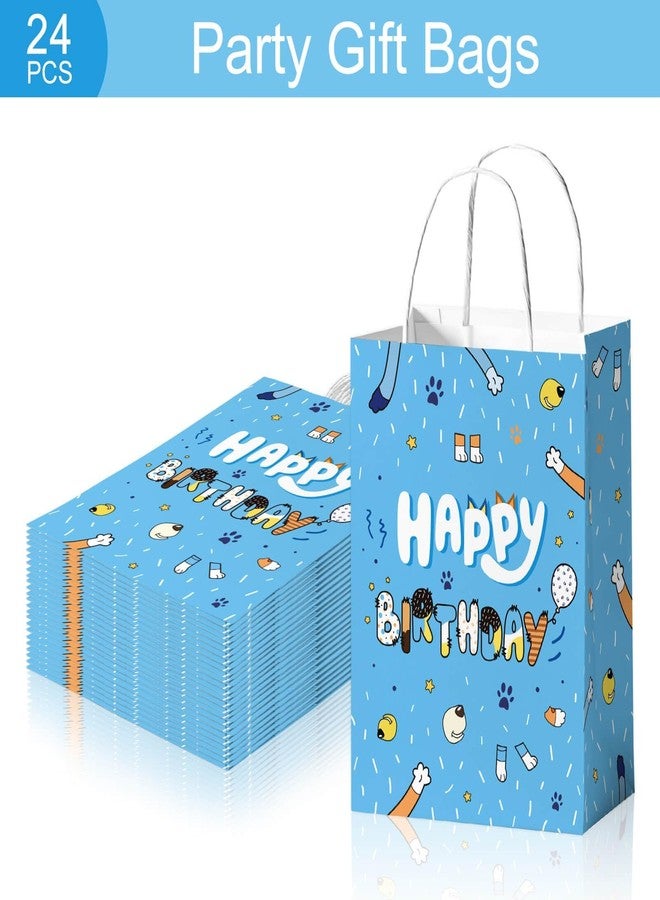 Reyoust 24pcs Blue Dog Gift Paper Bags with Handles Cartoon Animal Happy Birthday Treat Bags for Cookies Cakes Chocolates Candies Goodie Bags for Gifts for Boys - Image 3