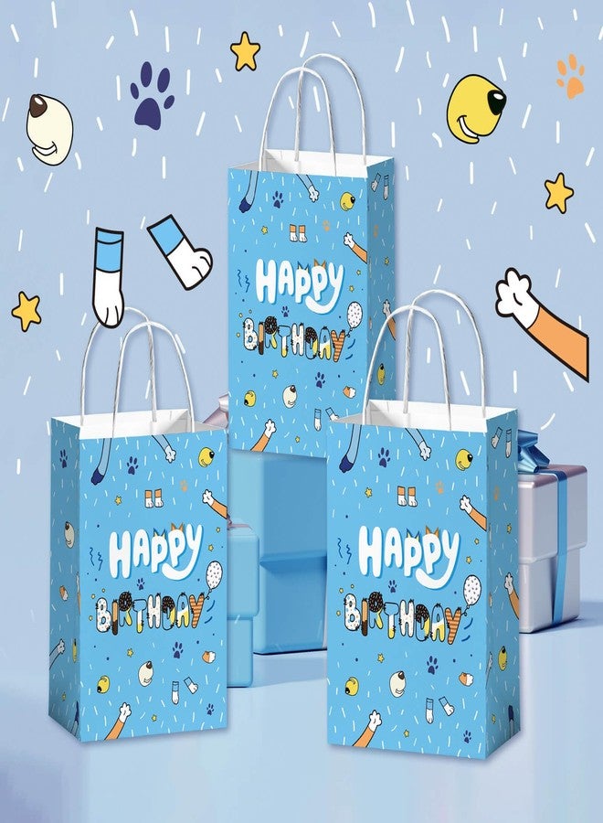 Reyoust 24pcs Blue Dog Gift Paper Bags with Handles Cartoon Animal Happy Birthday Treat Bags for Cookies Cakes Chocolates Candies Goodie Bags for Gifts for Boys - Image 5