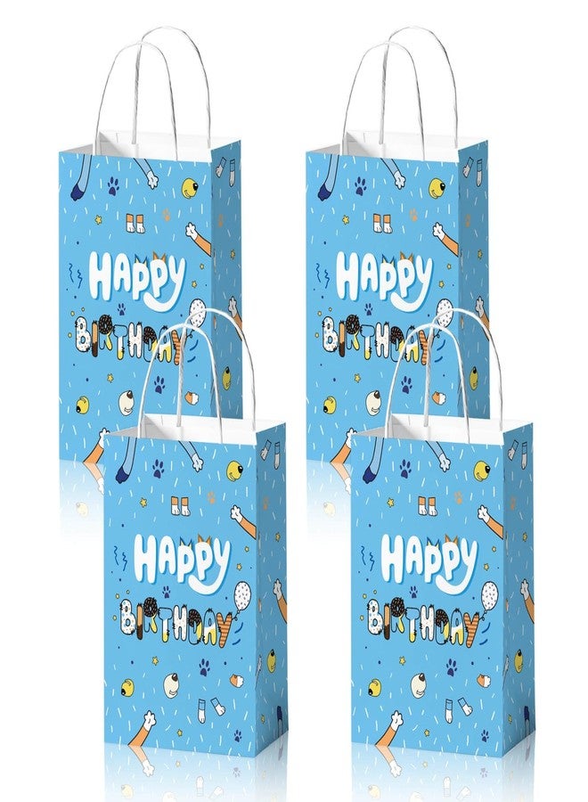 Reyoust 24pcs Blue Dog Gift Paper Bags with Handles Cartoon Animal Happy Birthday Treat Bags for Cookies Cakes Chocolates Candies Goodie Bags for Gifts for Boys - Image 1