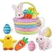 Ivenf Babys First Personalized Easter Basket Stuffers Playset 7ct Stuffed Plush Bunny Chick Carrot Egg for Babies Girls Boys Kids Infant Toddler Easter Party Gifts Easter Decorations Party Supplies - Image 3