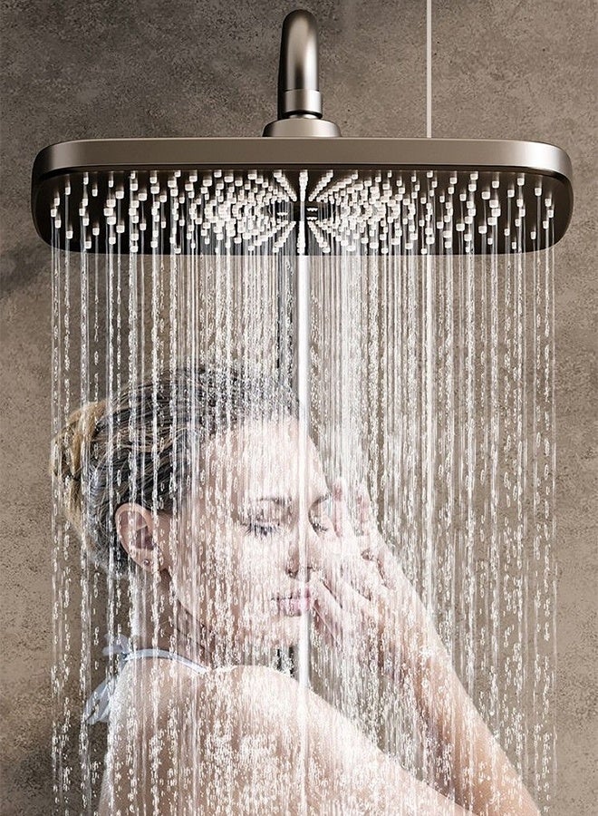 سعيد طقم دش، طقم دش جداري بأربع وظائف على شكل مفتاح بيانو، مع رأس دش، ودش يدوي بثلاث وظائف، وخلاطات حوض الاستحمام، وبخاخات بيديه، جسم نحاسي (رمادي داكن) - Image 4