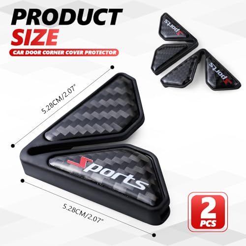 Wogomz 2PCS Car Door Corner Guards, Carbon Fiber Auto Front Door Edge Guards, Anti-Collision Car Door Corner Protector Sticker, Universal Car Accessories Decoration (Black Sport) - Image 2