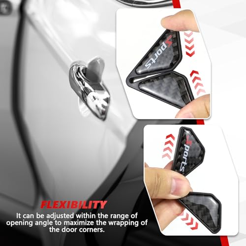 Wogomz 2PCS Car Door Corner Guards, Carbon Fiber Auto Front Door Edge Guards, Anti-Collision Car Door Corner Protector Sticker, Universal Car Accessories Decoration (Black Sport) - Image 4