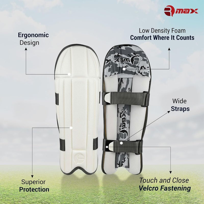 RMAX EVA and Cotton Cricket Wicket Keeping Leg Guard Pad Full Size, Light Weight Wicket Keeping Leg Guards/Pads Senior/Men's/Teen's/Adult Size (WHITE) - Image 4