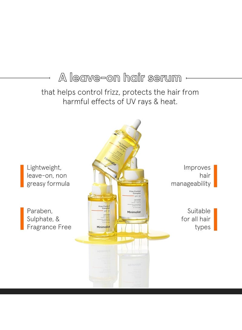 منيماليست سيروم شعر بسيط بعامل حماية من الشمس 30 للشعر المجعد، غني بالكيراتين وزيت الأرغان والسيراميد | حماية من الحرارة، يُنعم الشعر ويحميه من الأشعة فوق البنفسجية | خفيف الوزن يُترك على الشعر للنساء والرجال | 50 مل - Image 2