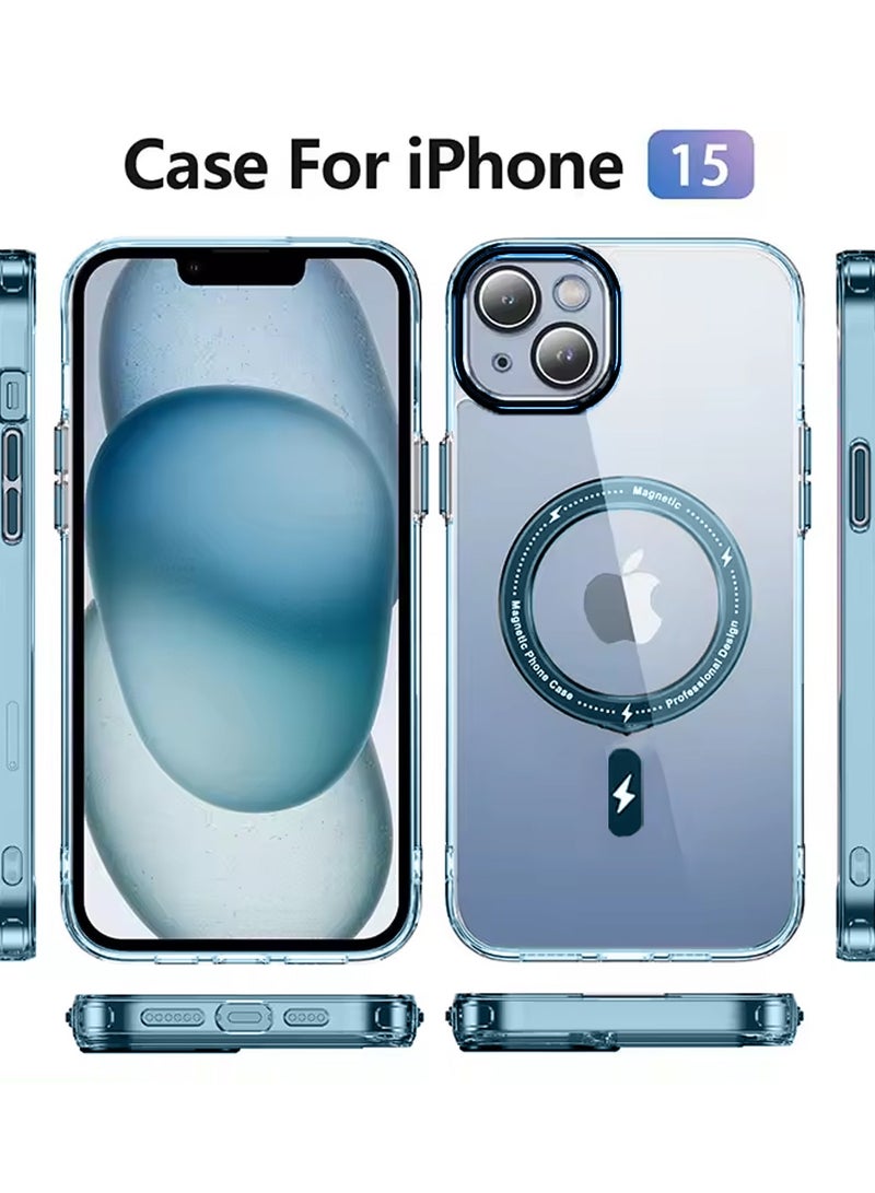 Wtech Hybrid Transparent Hard PC back TPU Magsafe Case Cover For Apple iPhone 15 2023 Sky Blue - Image 2