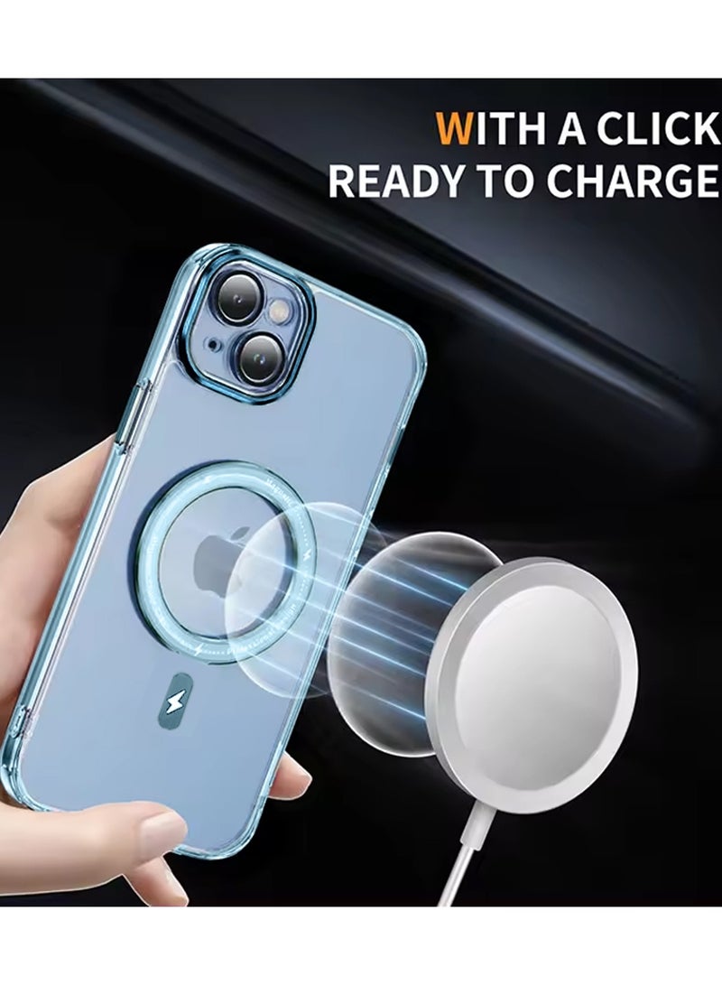 Wtech Hybrid Transparent Hard PC back TPU Magsafe Case Cover For Apple iPhone 15 2023 Sky Blue - Image 4