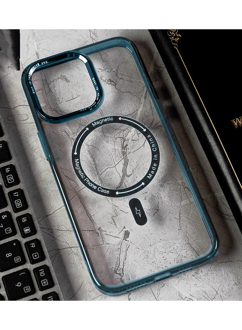 Wtech Hybrid Transparent Hard PC back TPU Magsafe Case Cover For Apple iPhone 15 2023 Sky Blue - Image 5