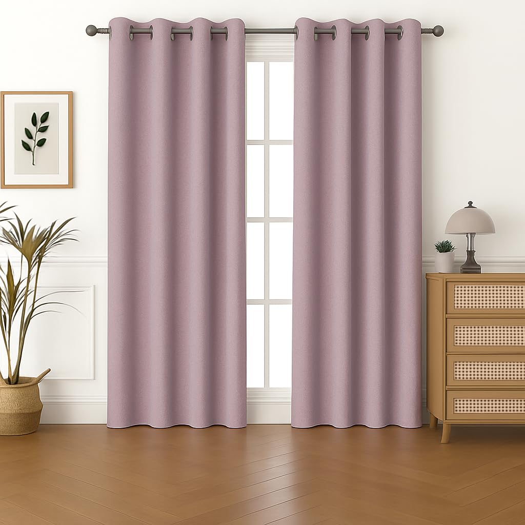 Amali Regal Dimout curtains with Grommets in 2 panels Size (W132 x L 274cm) for living room Decor or bedroom window noise reduction and light blocking
