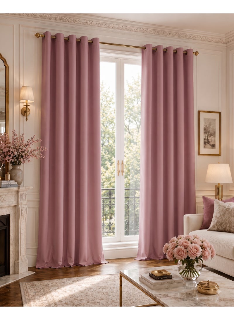 Amali Regal Dimout curtains with Grommets in 2 panels Size (W132 x L 274cm) for living room Decor or bedroom window noise reduction and light blocking - Image 1