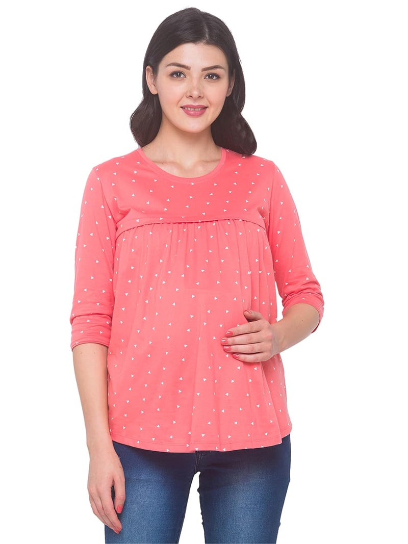 AV2 Store AV2 Women's Cotton Printed Regular Fit Nightwear Maternity Feeding Top - Image 1