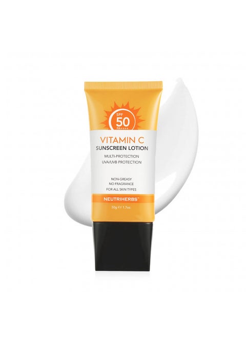 NEUTRIHERBS Sunscreen Tinted SPF 50 for Face & Body, PA++++ Sunblock Lotion, Broad Spectrum, Vitamin E and Vitamin C Face Sunscreen, Travel Sunscreen