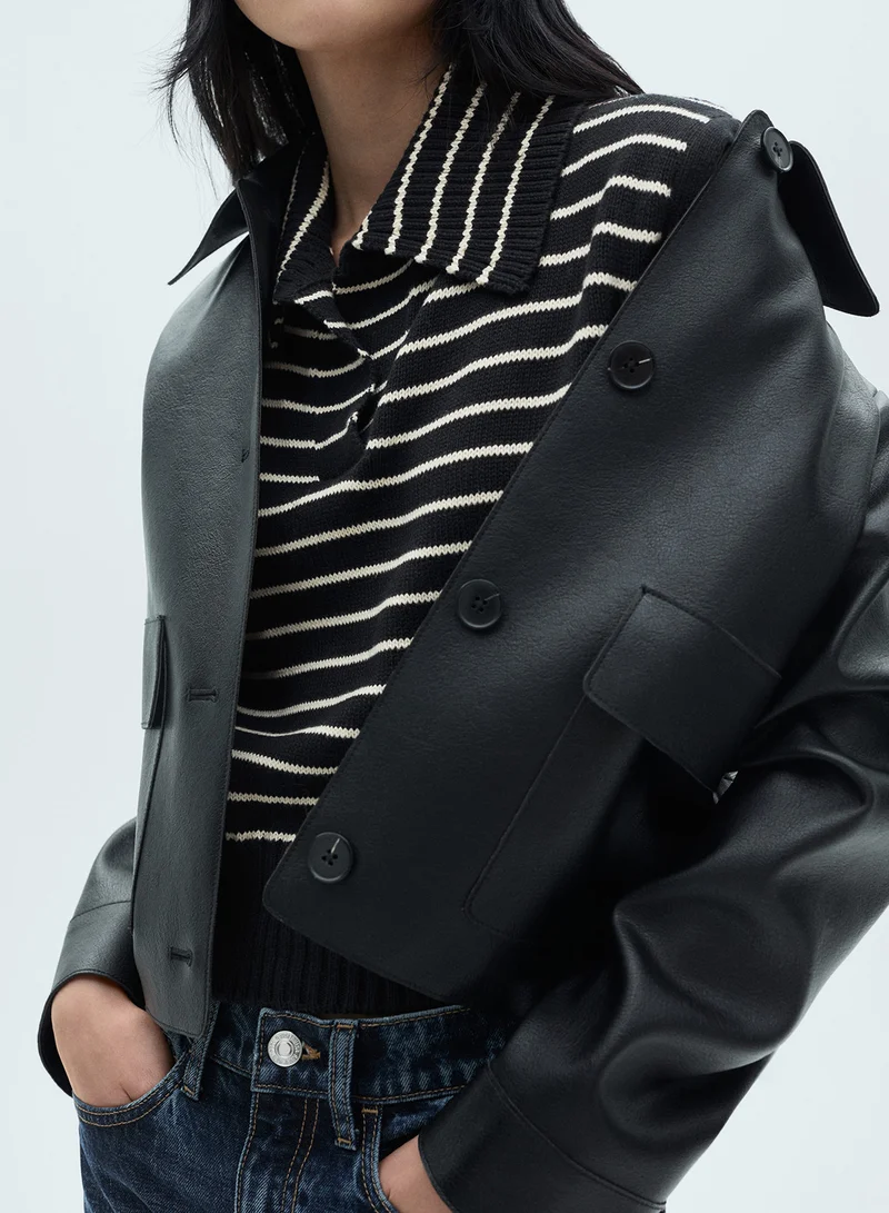 MANGO Raya-W Checked Knitted Coat