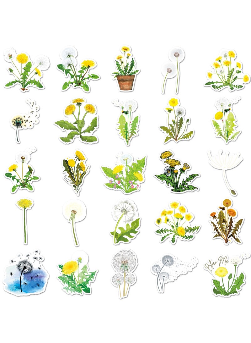 ملصقات الهندباء 50 قطعة مقاومة للماء بتصميم عصري على شكل نبات جمالي لأجهزة الكمبيوتر المحمول وزجاجة الماء ولوح التزلج وسجل القصاصات والسيارات والأمتعة والدراجات النارية والجيتار والكمبيوتر وملصقات الزهور اللطيفة المقاومة للماء للبالغين - Image 3