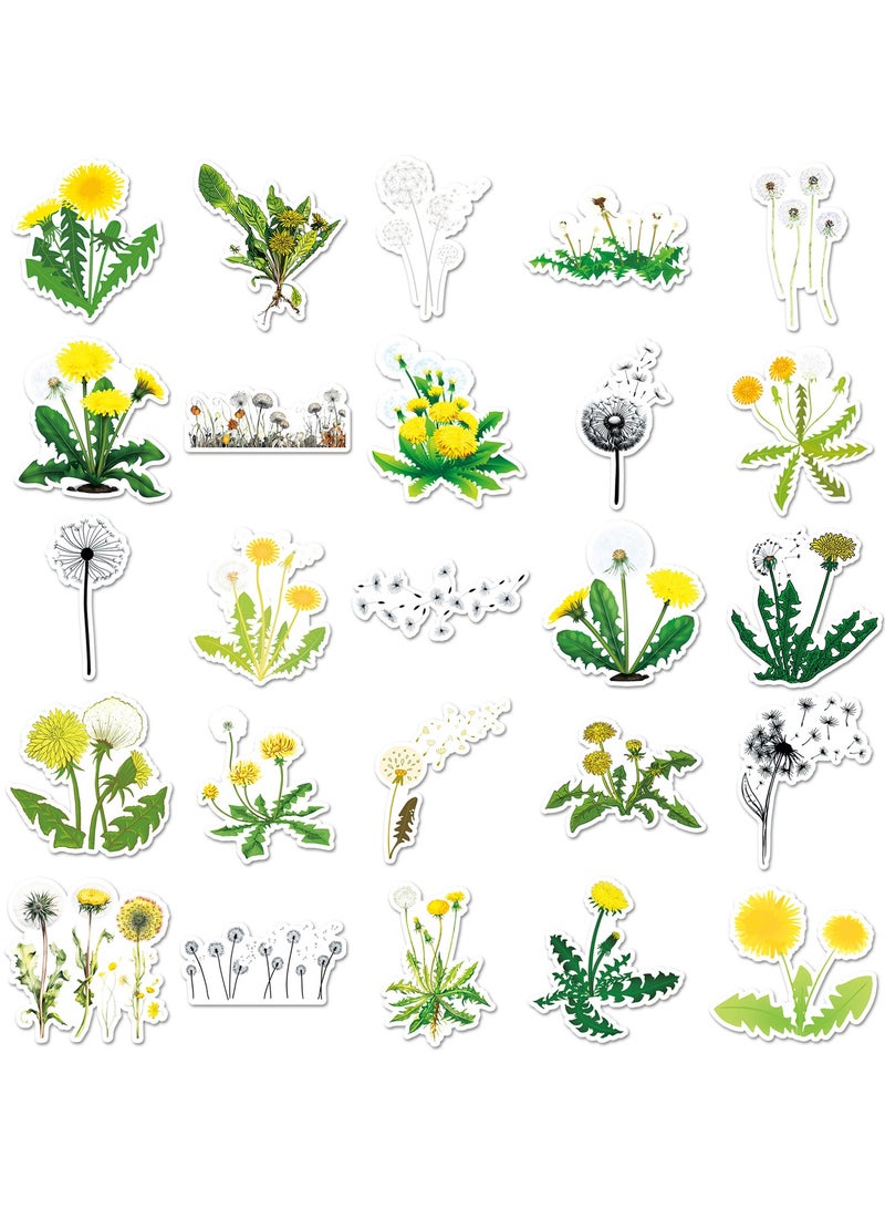 ملصقات الهندباء 50 قطعة مقاومة للماء بتصميم عصري على شكل نبات جمالي لأجهزة الكمبيوتر المحمول وزجاجة الماء ولوح التزلج وسجل القصاصات والسيارات والأمتعة والدراجات النارية والجيتار والكمبيوتر وملصقات الزهور اللطيفة المقاومة للماء للبالغين - Image 2