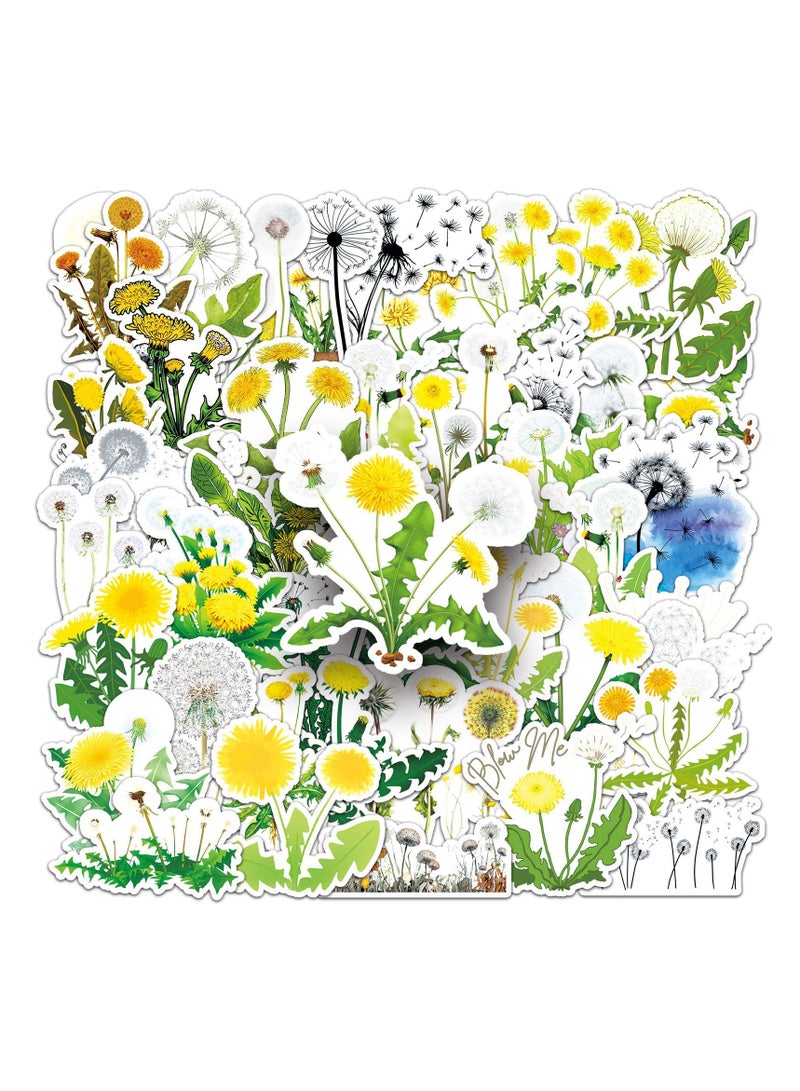 ملصقات الهندباء 50 قطعة مقاومة للماء بتصميم عصري على شكل نبات جمالي لأجهزة الكمبيوتر المحمول وزجاجة الماء ولوح التزلج وسجل القصاصات والسيارات والأمتعة والدراجات النارية والجيتار والكمبيوتر وملصقات الزهور اللطيفة المقاومة للماء للبالغين - Image 4