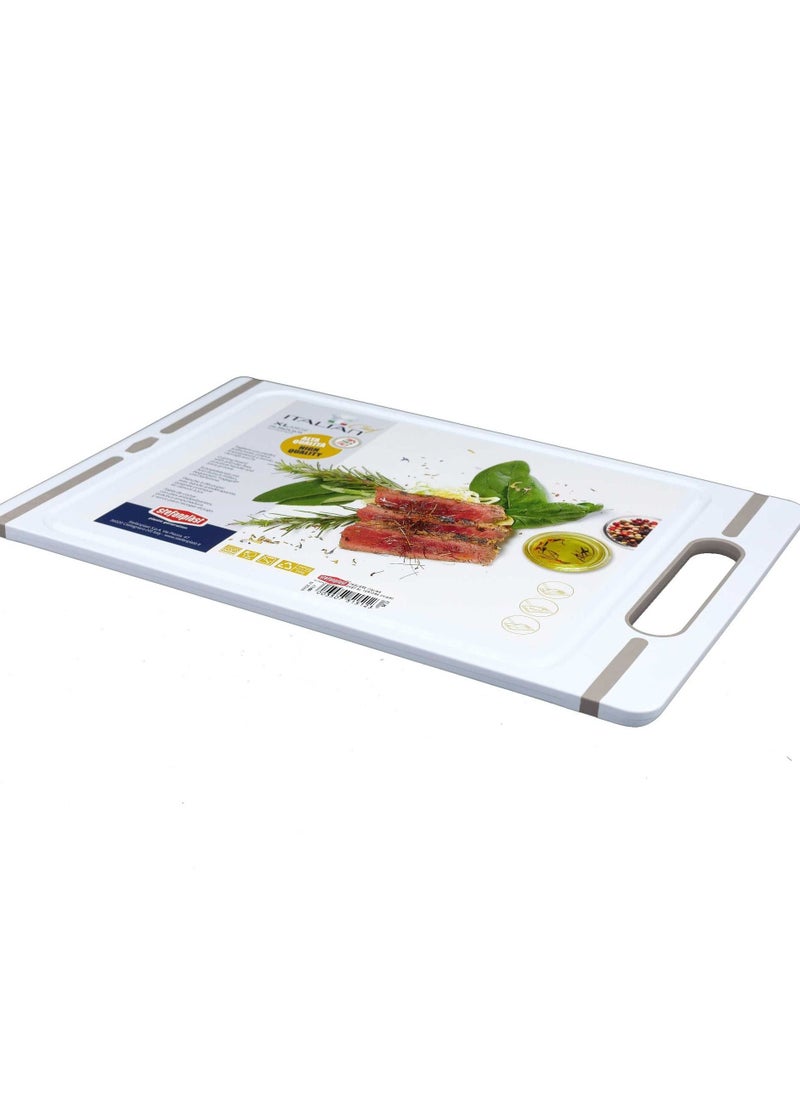 Stefanplast Polyethylene Cutting Board 39 x 25.5 x 1 cm, Colour: White and Dove Grey, 39 x 25.5 cm  - Image 1