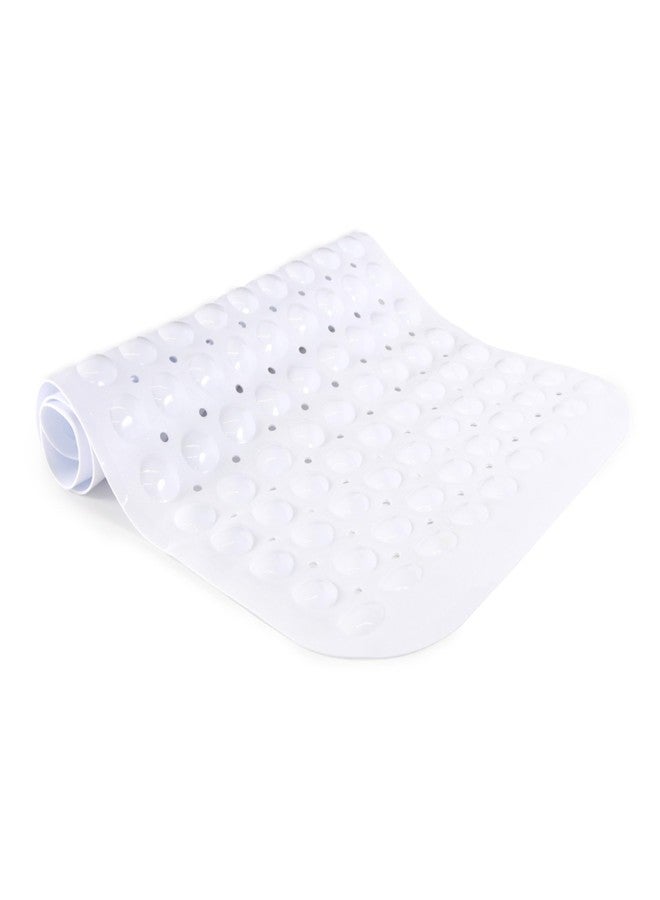 Kenney MB61186H Microban Protected 26.75" L x 14.5" W Vinyl Bubble Bath Mat, Shower Mat, Tub Mat with Suction Cups and Drain Holes for Use Inside the Shower, White - Image 1