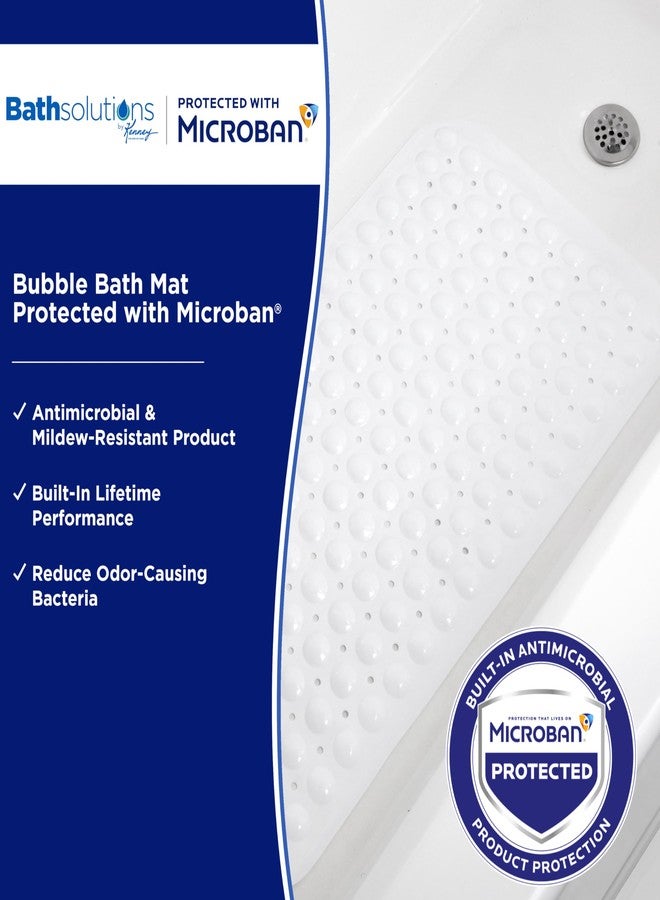 Kenney MB61186H Microban Protected 26.75" L x 14.5" W Vinyl Bubble Bath Mat, Shower Mat, Tub Mat with Suction Cups and Drain Holes for Use Inside the Shower, White - Image 2