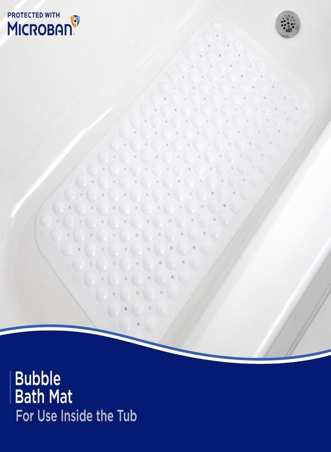 Kenney MB61186H Microban Protected 26.75" L x 14.5" W Vinyl Bubble Bath Mat, Shower Mat, Tub Mat with Suction Cups and Drain Holes for Use Inside the Shower, White - Image 3