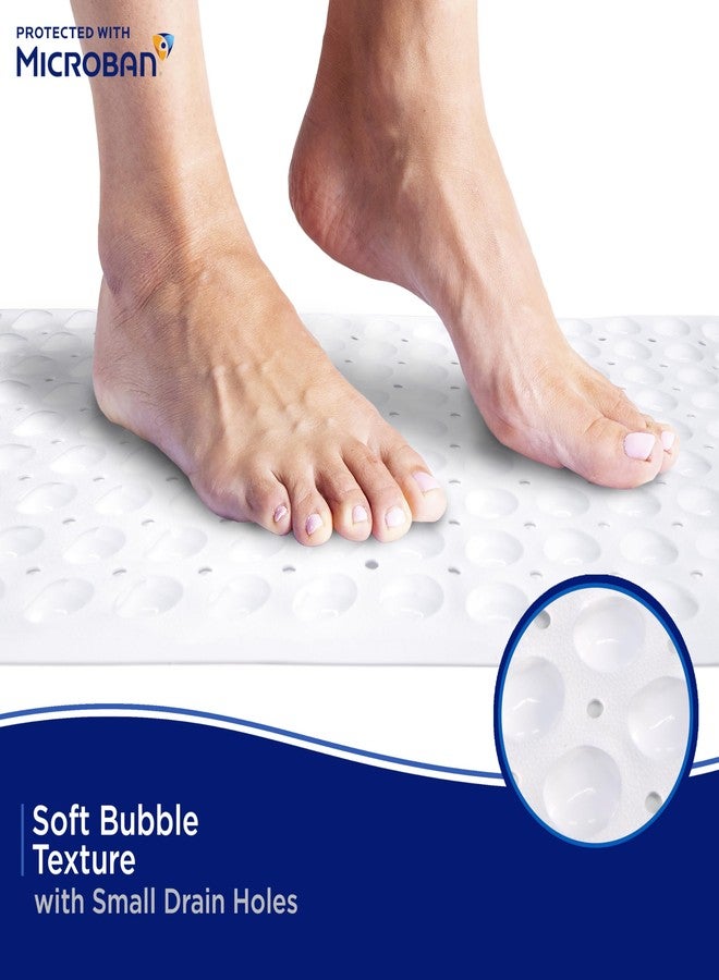 Kenney MB61186H Microban Protected 26.75" L x 14.5" W Vinyl Bubble Bath Mat, Shower Mat, Tub Mat with Suction Cups and Drain Holes for Use Inside the Shower, White - Image 5