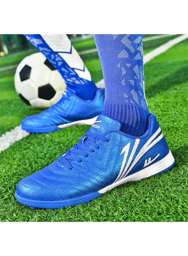 Pull Back Warrior Football Shoes Turf Studs Tf Adult Youth Children Primary And Secondary School Training Compeion Sneakers 618 Navy Blue/white Size 40 - Image 5