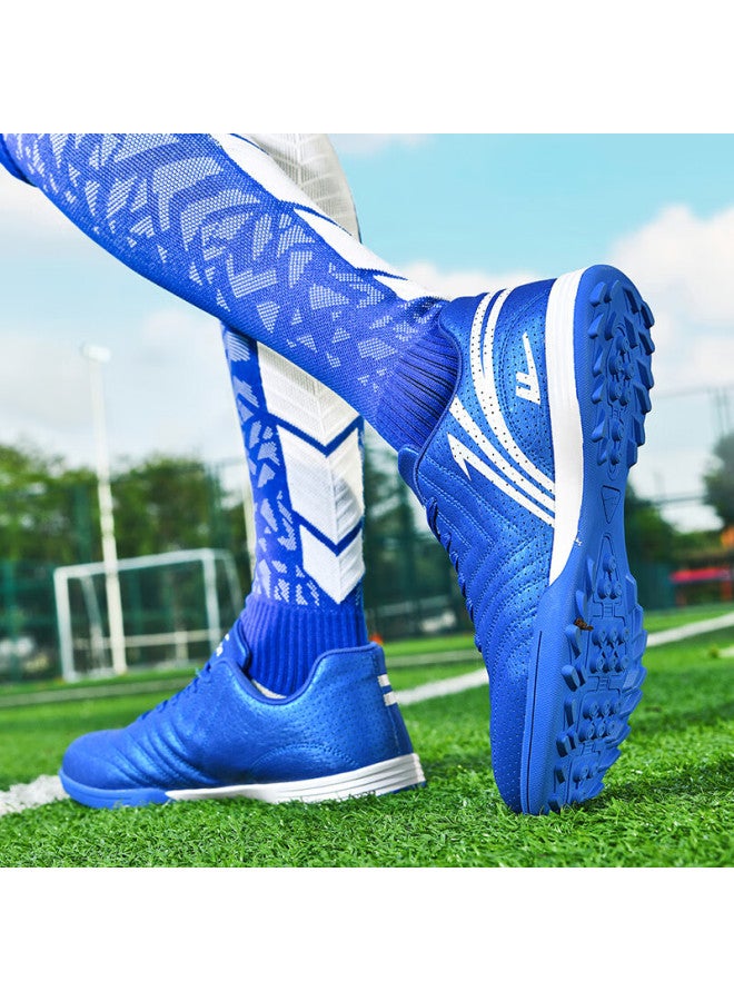 Pull Back Warrior Football Shoes Turf Studs Tf Adult Youth Children Primary And Secondary School Training Compeion Sneakers 618 Navy Blue/white Size 40 - Image 1