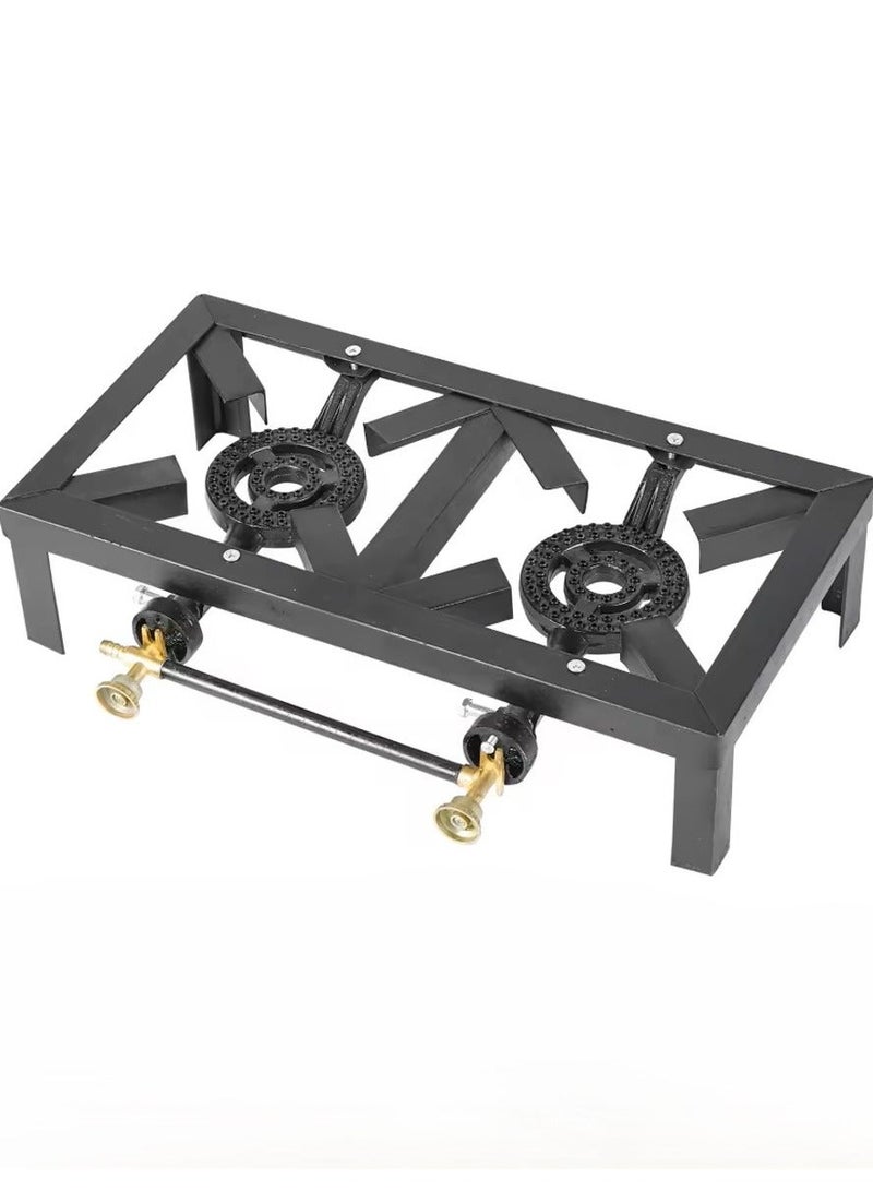 REFURA 2 burner gas stove black with 2-meter gas hose - Image 2
