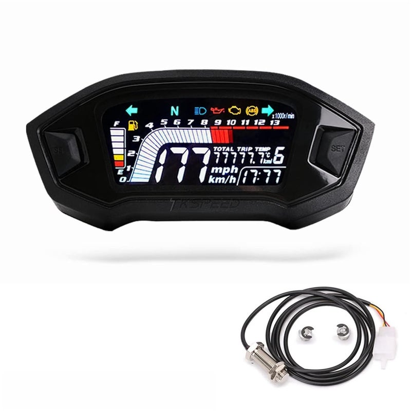 DEMULAX Motorcycle LCD Speedometer and Odometer