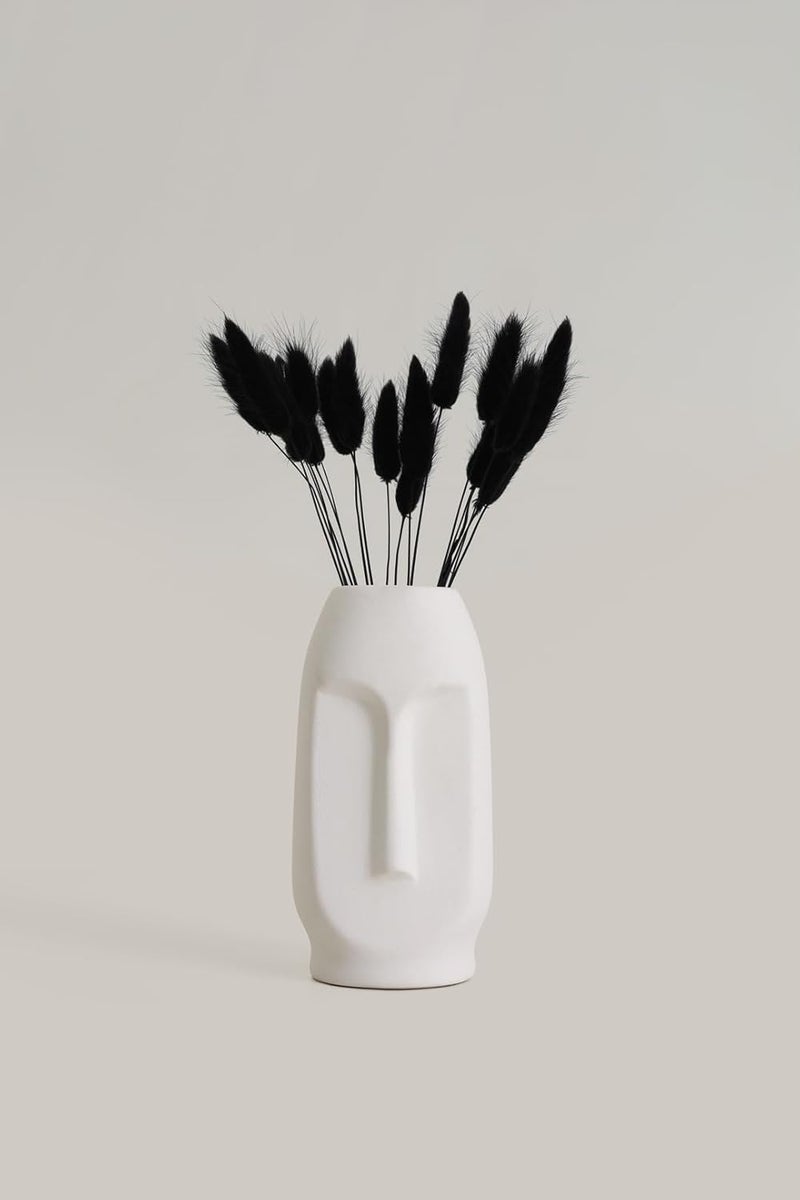 PUREZENTO Ceramic White Face Vase 6 Inch Pack of 1 Smooth Textured Decorative Face Vase for Dried Flowers and Pampas Grass Vases for Modern Home Decor Living Room Office Decor - Image 3