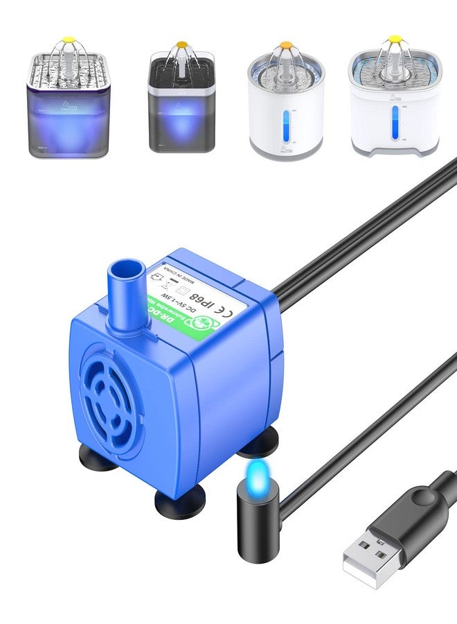 Wonder Creature Cat Water Fountain Replacement Pump, Upgraded Cat Fountain Pump, Extremely Quiet, 6 ft Power Cable with USB Port - Image 1