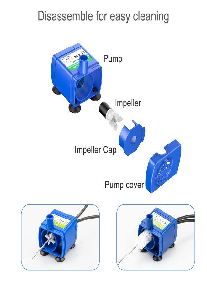 Wonder Creature Cat Water Fountain Replacement Pump, Upgraded Cat Fountain Pump, Extremely Quiet, 6 ft Power Cable with USB Port - Image 4