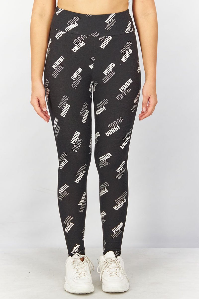 PUMA Women High Waist Allover Print Cropped Leggings, Black - Image 1