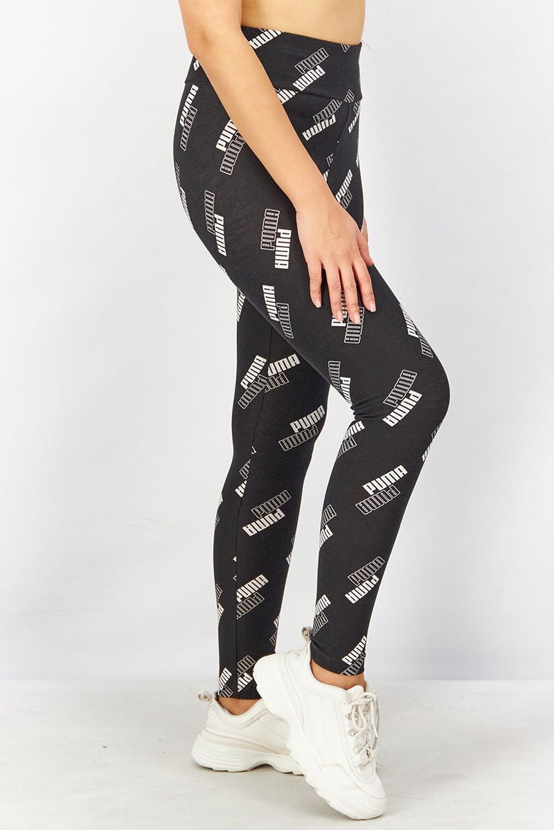 PUMA Women High Waist Allover Print Cropped Leggings, Black - Image 4