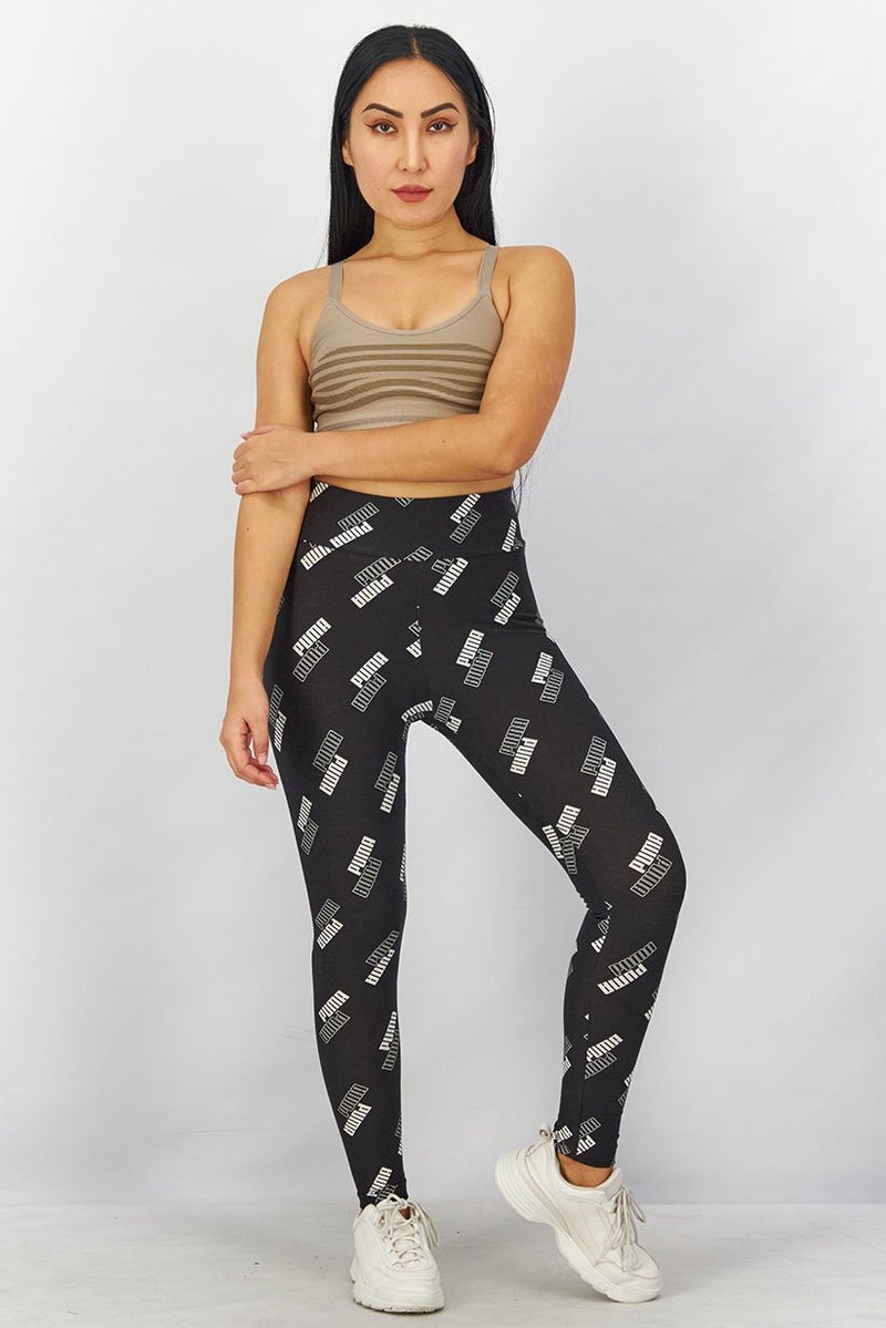 PUMA Women High Waist Allover Print Cropped Leggings, Black - Image 2