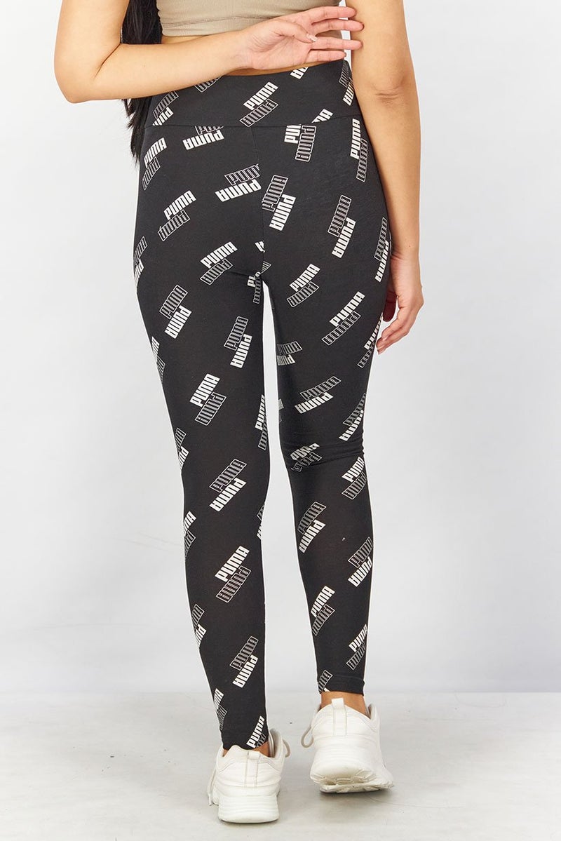 PUMA Women High Waist Allover Print Cropped Leggings, Black - Image 3