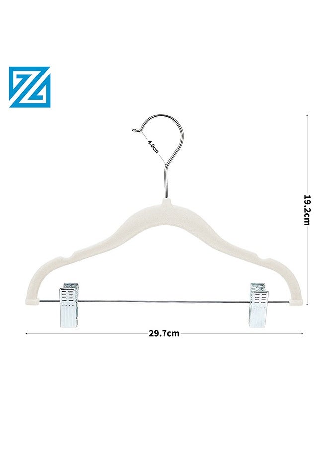 ZOBER - ZOBER Baby and Kids velvet pant hangers with adjustable clips for coods and sets of baby and kids clothes space saving neat and clean closet storage organizer (100PACK, BEIGE) - Image 1
