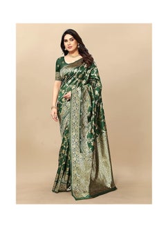 Accessorize Kingdom Women's Banarasi Jacquard Silk Saree With Blouse Piece (Free Size)  - Image 4