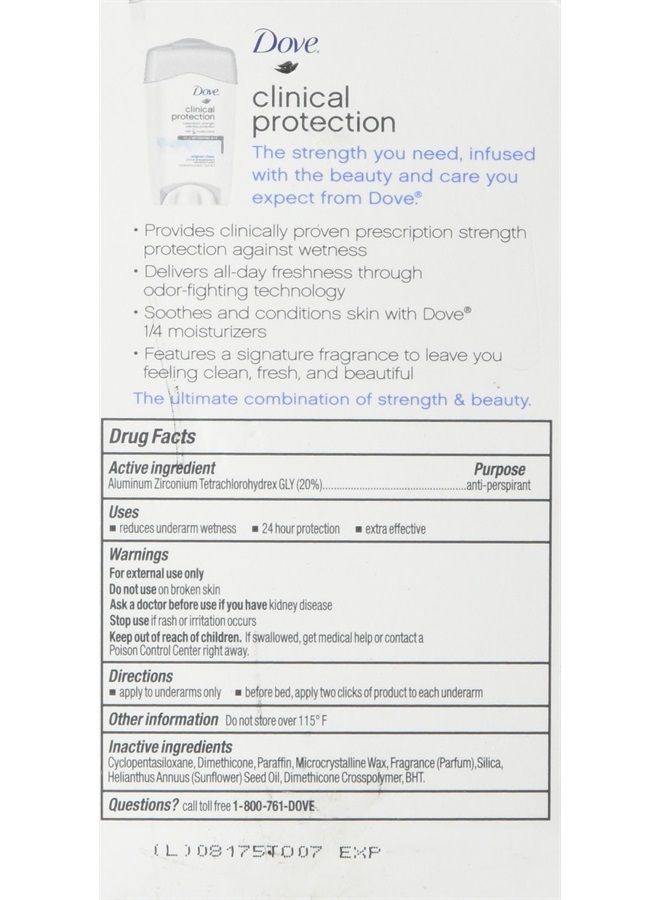 Unilever Dove Clncl Prtct Clnorigi Size 1.7z Dove Clinical Protection Original Clean Antiperspirant Deodorant - Image 2