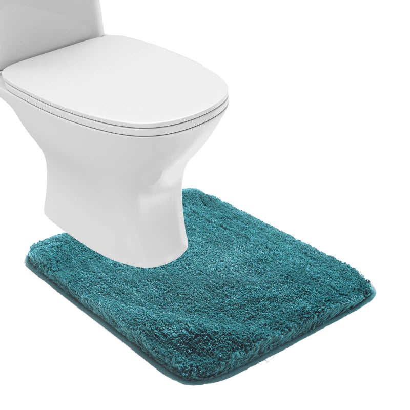 Suchtale Bathroom Contour Rug Non Slip Bath Mat Water Absorbent Soft Microfiber Shaggy Bathroom Mat Machine Washable Bath Rug for Bathroom Thick Plush U Shape Toilet Rug 20 x 24 Teal
