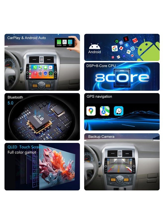 Fuosuc 4G LTE QLED Radio for Toyota Corolla 2009-2013 Upgrade,8-Core CPU Touch Screen Stereo,Wireless CarPlay & Android Auto,Support OEM SWC and Camera - Image 4