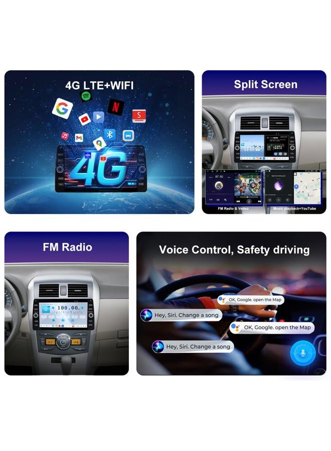 Fuosuc 4G LTE QLED Radio for Toyota Corolla 2009-2013 Upgrade,8-Core CPU Touch Screen Stereo,Wireless CarPlay & Android Auto,Support OEM SWC and Camera - Image 3