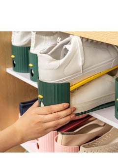 KASTWAVE 4 Pcs Shoe Slots Organizer Adjustable Shoe Stacker Space Saver Double Deck Shoe Rack Holder Detachable Shoes Storage Shelf for Closet Organization  - Image 3