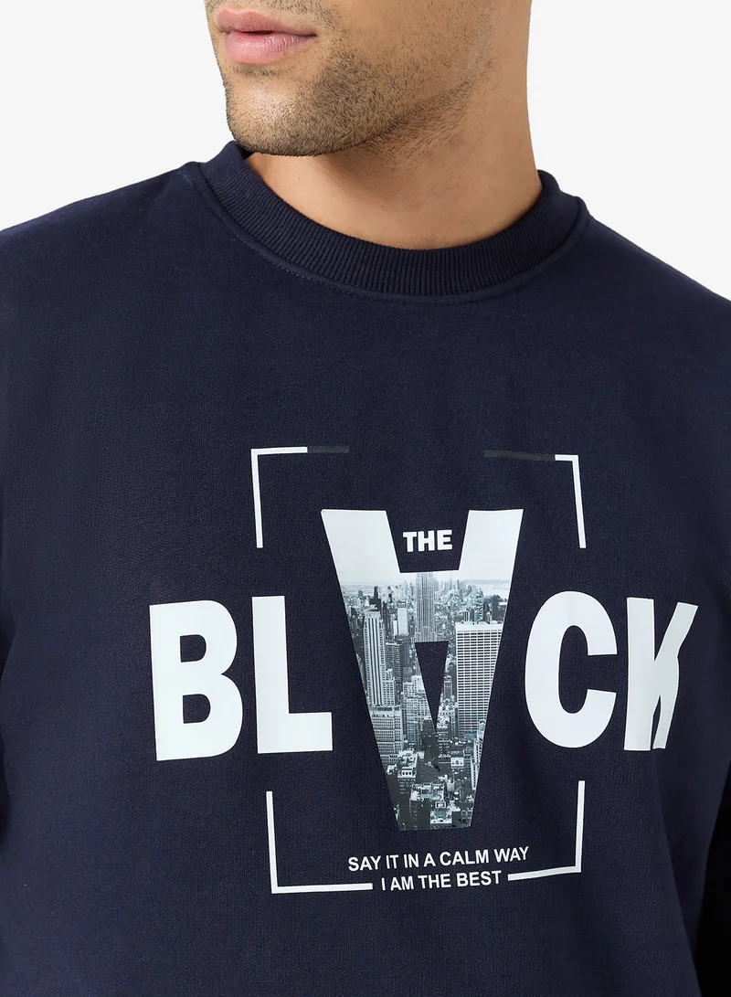 Seventy Five  Graphic Crew Neck Pullover Sweatshirt for Men | Best Price UAE