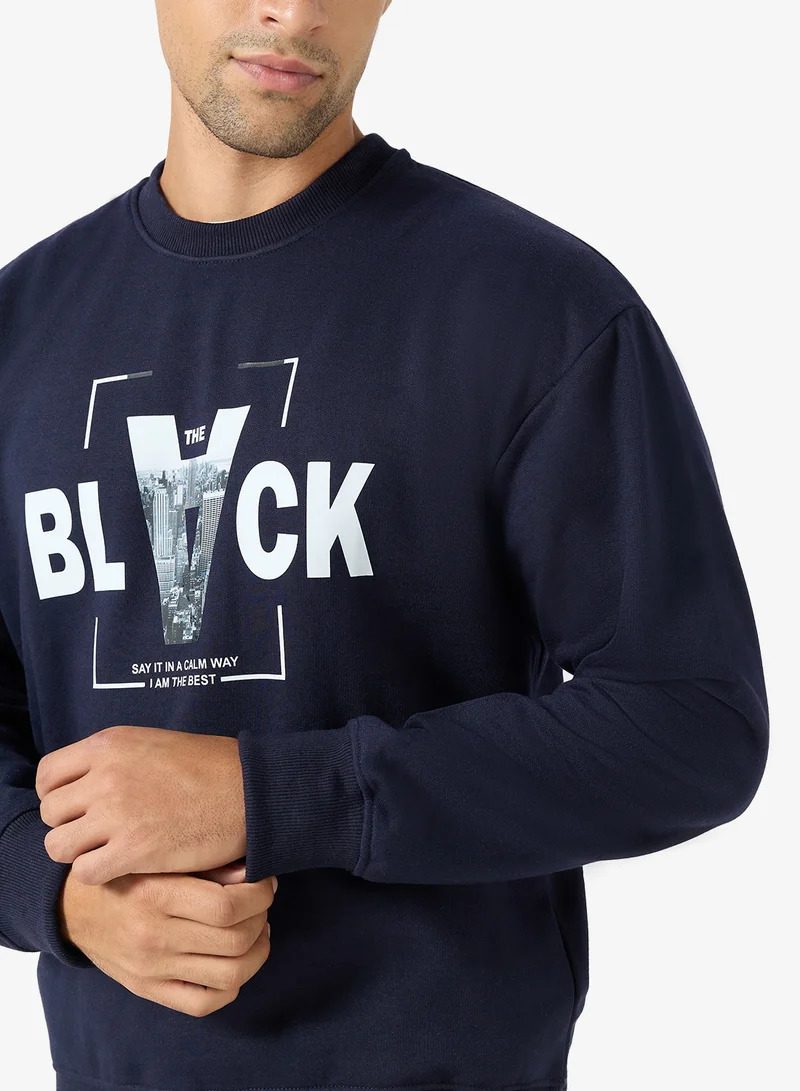 Seventy Five  Graphic Crew Neck Pullover Sweatshirt for Men | Best Price UAE