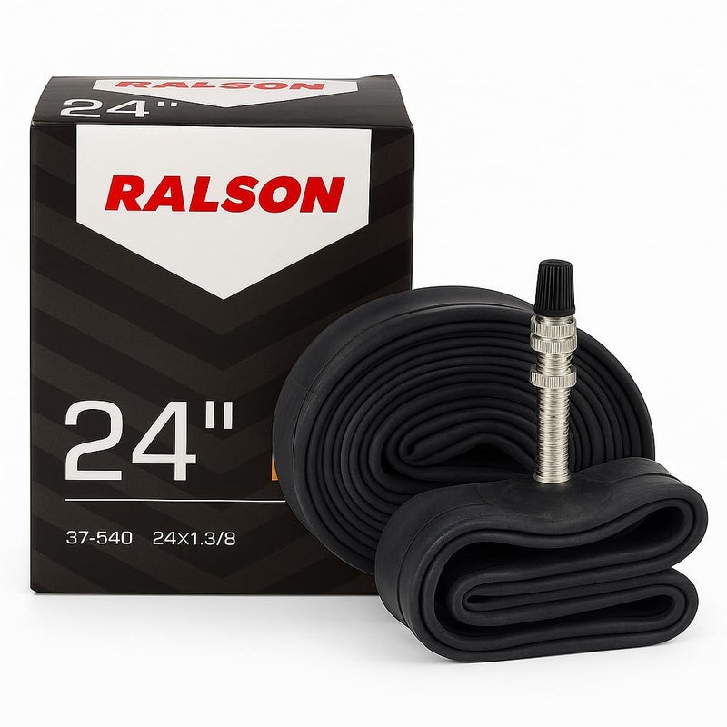 RALSON 24 Inch Bicycle Inner Tube (37-540 / 24x1 3/8) | 35mm DV Dunlop Valve | Butyl Rubber Replacement Tube for Road Bike, City Bike, Cruiser, Hybrid, Kids Bicycle & Junior Cycle - Image 1
